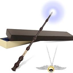PATPAT® Wizard Wand & Golden Snitch Necklace Gift Box Set Illuminating Dumbledore's Magic Wand Resin Made Cosplay Prop Magic Wand Photography Prop Gift for Fans Theme Party Dressing Accessories-image-15