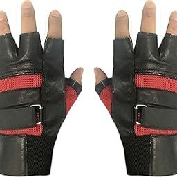 ZaySoo Leather Gym Gloves with Wrist Support Free Size - (Black)-image-24