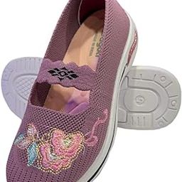 Albeli 4 Shoe Women's Loafer Wedges Shoes Comfortable Office Work Shoes Cute Penny Loafer Slip On Walking Driving Shoes Embroidery Flower Knit Breathable Chunky Heels Air Platform-image-27