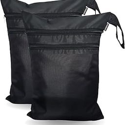 MAINDAIS Waterproof Wet Bag, Washable, Reusable for Travel, Beach, Pool, Stroller, Diapers, Dirty Gym Clothes, Wet Swimsuits,Toiletries with Extra Pocket Zipper(Pack of 2, Black)-image-61