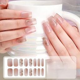 Bolt Bee Semi Cured Gel Nail Strips 16 PCS Gel Nail Stickers | Gel Nail Wraps | UV Light Required, Salon Quality & Easy to Use (Jelly Brown)-image-89