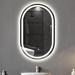 Generic Sain Gobin Side Glow Oval Mirror With Sensor 18X24 Led Wall Mirror Make-Up Light Mirror - Glass, White-31