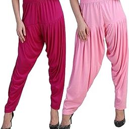 Womens Cotton Viscose Lycra Dhoti Patiyala Salwar Harem Bottoms Pants Combo Pack of 2 (Red,NavyBlue)-image-18