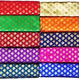Women's Blouse Piece Silk Cotton Blend Unstitched Blouse Materials 1 meters Each,Multicolour (Pack of 10)-picture-11