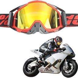 Proberos® Unisex Motorcycle Riding Goggles for Men & Women, Windproof Polycarbonate Goggles for Bike Helmets, Adjustable Anti-Fog Cycling Glasses for Dirt Bike (Red/Black)-picture-20