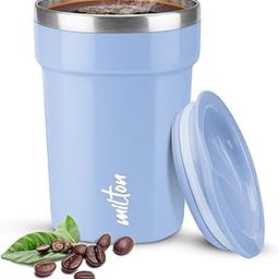 MILTON Cool Touch Deccan Coffee Mug 350 Double Walled 330 ml Inner Stainless Steel Tea Mug with Lid, Coffee Mug Travel Tea Cup, Black Coffee, Tea Cup Single, Blue-29