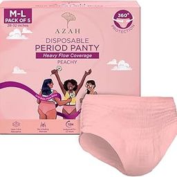 Azah Disposable Period Panty for Girls| Period Panty for Women Heavy Flow | Peachy New Look | 12-Hour Protection | 360° Coverage| All-Night Protection [M-L, Pack of 5]-picture-10