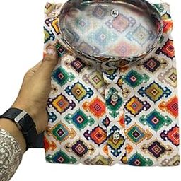 Men's Cotton Blend Printed Long Kurta Suitable for All Indian Wedding, Occasions, and Festivals-image-82