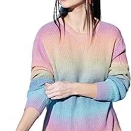 Womens Full Sleeves Round Neck Acrylic Colourblock Pullover Sweater-image-48