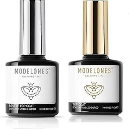 modelones Gel Top Coat Matte TopCoat for Gel Nail Polish from BELLE GAGA, 2 Pcs 10 ml No Wipe Matte & Shiny Top Coat, Long Lasting High Gloss and Matte Effects DIY at Home-image-34