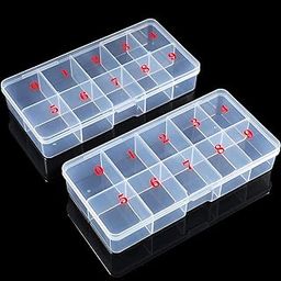 NAILWIND Nail Tip Box False Empty Nail Tips Organizer Storage Box, 10 Number Spaces Storage Case Container Nails Box Plastic Grid for Fingernail Crystal, Jewelry, Accessories WHITE, 2 - PCS-image-28