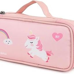 Wooum Spacious Unicorn Pencil Case – Holds 60 Pens & Pencils | Durable Polyester | Mesh Pocket | Elastic Holders | Metal Zipper I Cute & Stylish Stationery Organizer for Students & Artists-image-97