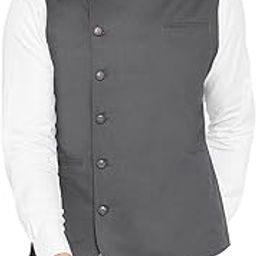 Grey Color Cotton Side Button Waistcoat for Men(HYPM02250)-image-89
