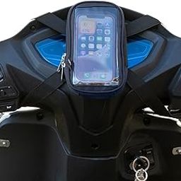 Styxer :- Polyester Handlebar Universal Mobile Holder Mount Pouch Bag Waterproof for Activa Jupiter EV Ola-S1 Pleasure Ntroq_All Scooter Scooty Bike Fit 7 inches Phone (Black)-8