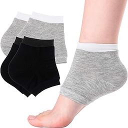 2 Pairs Of Open-Toe Moisturising Gel Heel Socks, Spa Sock For Men Or Women Foot Care, Cracked Heels, Dry Feet, Foot Calluses, Dead Skin, Black, Grey-image-15