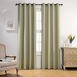 HOME UTSAV 2 Piece Faux Silk 100% Opaque Blackout Curtains for Door 7 Feet, Olive Green (Olive Green, 7 Feet (2Pc))-image-16