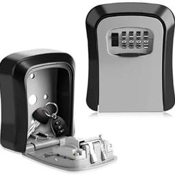 FAMOUS SHOP Key Storage Lock Box, Wall Mount 4-Digit Combination Key Safe Lock Box, for Outside House Key Car Keys, Resettable Code Weatherproof Indoor Outdoor with Mounting Kit-Multicolor-19