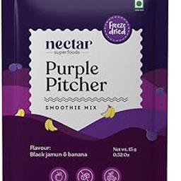 Nectar Superfoods PURPLE PITCHER Smoothie Powder - Added 100% Natural Fruit, Black Jamun, Banana Original Fruit Test, Healthy Ingredients for Nutritious Smoothies, Vegan and Convenient - (15gm Sachet Pack)-image-1