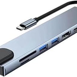 8 in1 USB C Hub to Adapter RJ45 100mbps Laptop Docking Station Splitter, for Multiport Adapter for MacBook pro SD TF RJ45 USB Extender Hub PD HDTV Aluminum-10
