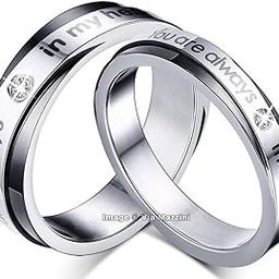 316L Stainless Steel Love Birds Crystal Couple Rings (Ring0184)-image-32