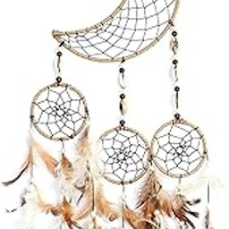 Moon Shape Dream Catcher Half Moon Home Decor Wall Hanging Bedroom Best for Gifts and Decoration 60x16cm (Natural)-image-4