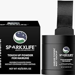 Sparkxlife Hairline Powder – Hair Cover Up Powder for Root Touch Up for Grey Hair, Hairline Shadow, Hair Filler, Mascara, Beard Touch Up & Concealer for Men & Women (Black, 4g)-2
