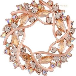 Golden Crystal Stone Saree Brooch Pins Floral Coat Dress Gown Shawl Wedding Bridal Brooch Accessories for Women & Girls-1