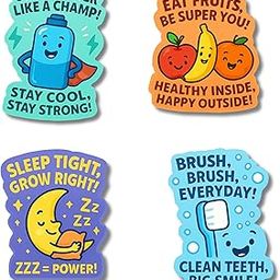 REGALOCASILA Healthy Habits Fridge Magnets – 4-Pack Educational Magnet Set for Kids – Drink Water, Brush Teeth, Eat Fruits, Sleep Well – Strong Magnetic Decor for Fridge, Almirah, School Board-image-85