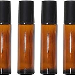 Empty Amber Glass Roll On Bottles (10 ml) with Black Cap for Essential Oils, Perfumes | Refillable Reusable & Eco- Friendly Leakproof Bottle (PACK OF 6)-5