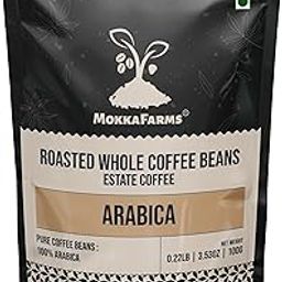MokkaFarms Roasted Whole Coffee Beans 100g - 100% Pure Arabica | Medium-Dark Roast, Fresh Estate Coffee | Graded A/AA Bean | Authentic, Flavour, Aromatic | Farm to Fork | One Way Valve/Zip-Lock Bag |-image-1