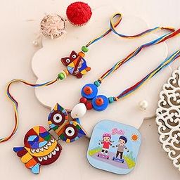 CraftVatika Ecofriendly Rakhi for Brother and bhabhi | Terracotta Handmade Premium Rakhi Combo with Gift Fridge Magnet | Couple Pair Rakhi for Bhai Bhaiya BhabhiRakhi, Owl Lumba Rakhi for Bhabhi-image-13
