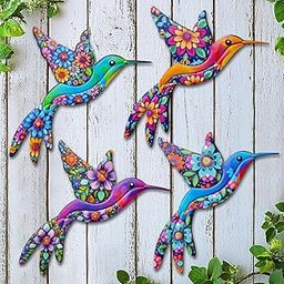 VOKPROOF Metal Hummingbird Wall Decor,Outdoor Fence Art Decoration,Hanging Decorations for Garden,Yard,Patio Balcony,Great Gifts for Family Friends(4 Pack)-image-46