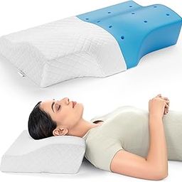 FOVERA Memory Foam Cervical Pillow | Orthopedic Contour Neck Support Pillow for Sleeping, for Neck and Shoulder Pain, Dual Height (20 x 12 x 4 Inch, White Jacquard Cover, Pack of 1)-14