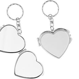 T.O.G. 2 Pieces Portable Folding Heart Shape Pocket Compact Makeup Mirror Key Ring-picture-31