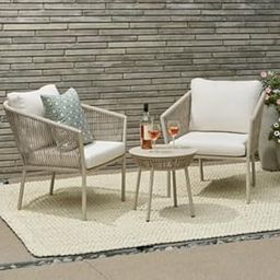 OUTAREA Luxury Braided & Rope Patio 2 Chairs and 1 Table Set Including 2 Single Chairs and 1 Coffee Table|| Suitable for Outdoor|| Balcony|| Indoor|| Garden (Beige)-23