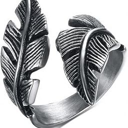 Antique Vintage Feather Stainless Steel Ring for Men and Boys, US Size 9, Durable, Hypoallergenic, Smooth Comfort Fit, Lightweight, Gift for Special Occasions-image-13