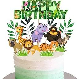 Zyozique Jungle Birthday Party Supplies, 1 Set Jungle Party Supplies Set for Boys and Girls, Include Cup Cake Topper and Cake Topper-image-58