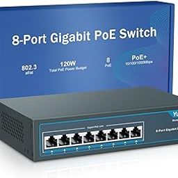 YuanLey 8 Port Gigabit PoE Switch, 120W 802.3af/at, Metal Fanless Unmanaged Plug and Play-24