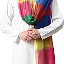 Poly Silk Multicolored Ethnic Woven Dupatta for Men (2.20 Mtrs)-16