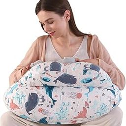 Nursing Pillow for Breastfeeding with Support Cushion, Feeding Pillow for New Born Baby with Security Fence for Enhanced Support with Removable Cover Adjustable Waist Strap-image-24
