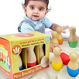 shumee Wooden Bowling Set for Ages 2+ with 6 Pins & 1 Ball | Coordination & Fine Motor Skill Toys for Kids | Activity Toys for 2-5 Years Old | Durable & Lightweight | Ideal Gift-23