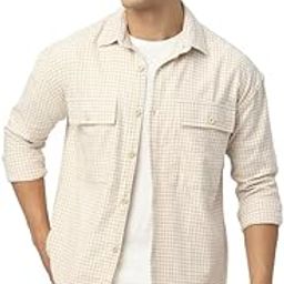 Beige and White Houndstooth Shirt | Stylish Casual Shirt | Premium Cotton Fabric-image-105