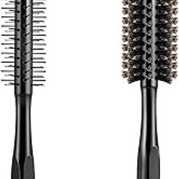 2 Pcs Thick Round Hair Comb Bristle Round Hair Brush Blow Drying Hairbrush Small Brush Short Hair Massage Comb Head Massage Round Brush Roll Hairbrush for Wet or Dry Hair (Black)-image-13