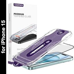 Czartech [Auto-Align Matte Tempered Glass for iPhone 15 Edge to Edge Screen Guard Protector Full Coverage glass with Quik Fix Application kit.-8