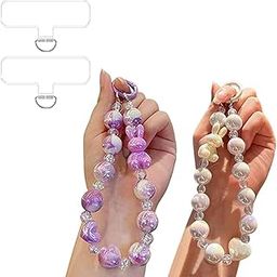 2 Pack Phone Charm, Cute Rabbit Phone Charms for Girls, Fashionable Bag Charms for Handbags, Mobile Charms for Phone Case, Keychain for Girls, Acrylic and Alloy Phone Cover Chain-image-2