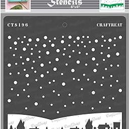 CrafTreat Christmas Stencils for Art and Craft - Winter Village - 6X6 Inches - Reusable DIY Stencils for Painting of Canvas Art Template - Skyline Stencil for Wood Painting-image-4