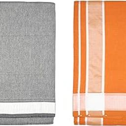 Men’s 100% Cotton Color Dhoti (Kavi Dhoti and Kala Grey dhoti with White border | Combo Pack of 2 |Free Size | 2.0 Mtrs)-image-45