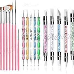 NAILWIND 28 pcs Nail Art Brush kit,15 pcs Nail Art Brushes Kit with 5 pcs Nail Dotting Pens, 3Pcs Nail Art Liner Brush, 5 Pcs Silicone Nail Art Sculpture Pen, Dual Tipped Silicone Rhinestone Nail Polish Carving Pen, Multicolored-image-69