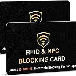 Blocking Cards 2 Pack Premium Contactless NFC Debit Credit Card Passport Protector Blocker Set for Men & Women, Smart Slim Design Perfectly fits in Wallet/Purse (Black)-22