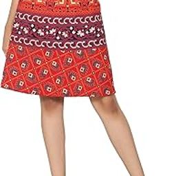 wrap Around Skirt Cotton Stylish Jaipuri Printed Knee Length for Women Red-image-61